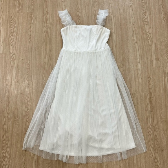 Lulu’s tulle polka dot ruffle strap midi dress nwot wedding formal - Picture 5 of 5
